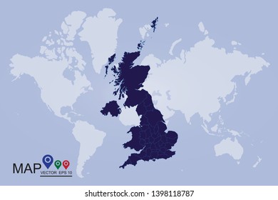 map blue of United Kingdom. - Vector - Vector