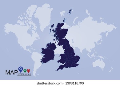 map blue of United Kingdom. - Vector - Vector