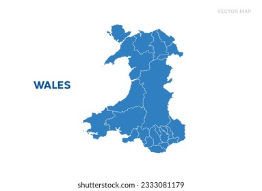 Map blue of Wales on white background vector.