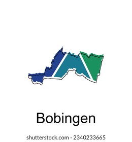 Map of Bobingen design illustration, vector symbol, sign, outline, World Map International vector template on white background
