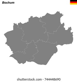 map of Bochum city with borders of the districts