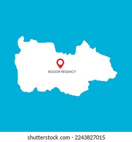 Map of Bogor Regency in West Java, Indonesia with location icon