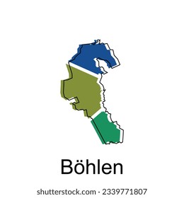 Map of Bohlen design illustration, vector symbol, sign, outline, World Map International vector template on white background