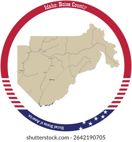 Map of Boise County in Idaho, USA arranged in a circle.
