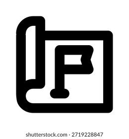 map bold icon. The icon can be used for websites, print templates, presentation templates, illustrations, etc.