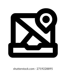 Icono de mapa en negrita. El ícono se puede utilizar para Sitios web, Plantillas impresas, Plantillas de presentación, ilustraciones, etc.