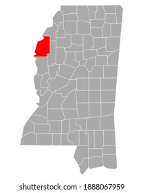 Map of Bolivar in Mississippi on white