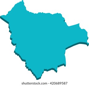 A map of Bolivia 3D on white background