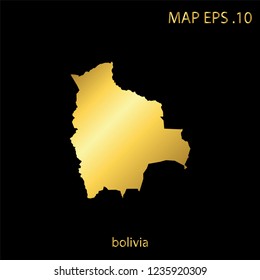 Map of bolivia abstract corlor gold on black background.vector illustration eps 10.