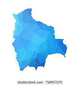 Map of Bolivia - Blue Geometric Rumpled Triangular , Polygonal Design For Your . Vector illustration eps 10.