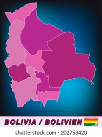 Map of Bolivia with borders in violet