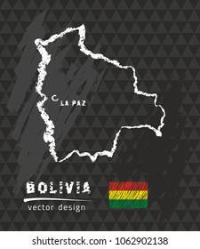 Map of Bolivia, Chalk sketch vector illustration