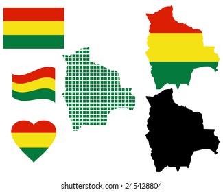 Map of Bolivia different types and symbols on a white background