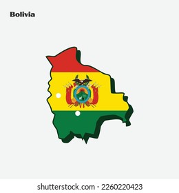 Map of Bolivia with flag. Vector illustration. Eps 10