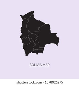 Map of Bolivia - High detailed map violet outline map with caption on violet background.Abstract design vector illustration eps 10.