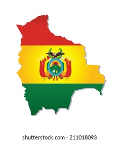 map of bolivia with the image of the national flag
