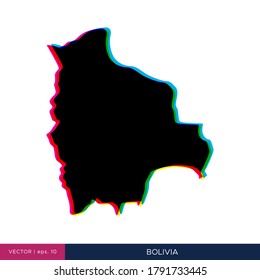 Mapa de Bolivia en estilo multicolor en la plantilla de diseño de vectores fronterizos.