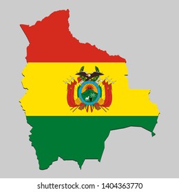 Map of Bolivia with national flag. Vector Illustration