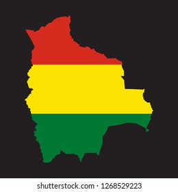 Map of Bolivia with an official flag. Illustration on black background