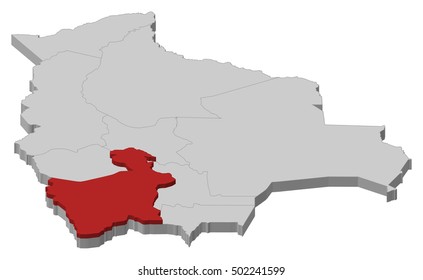 Map - Bolivia, Potosi - 3D-Illustration