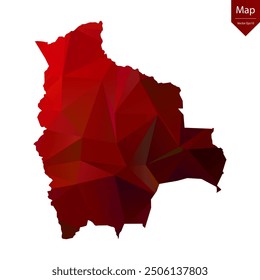 Mapa de Bolivia - Rojo Geométrico Rumpled Triangular, Diseño Poligonal. Ilustración vectorial eps 10.