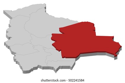 Map - Bolivia, Santa Cruz - 3D-Illustration