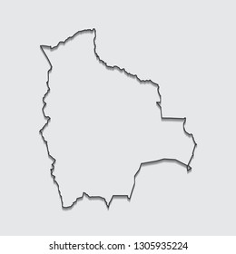 Map of Bolivia with shadow on gray background.eps10