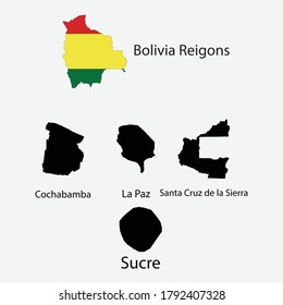 Map of Bolivia state regions graphic element Illustration template design
