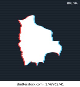 Map of Bolivia Vector Design Template On Dark Background.