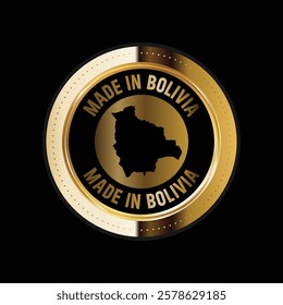 Map of Bolivia. Vector illustration. Logo, Icon, and Symbol. Bolivia map gold seal. 