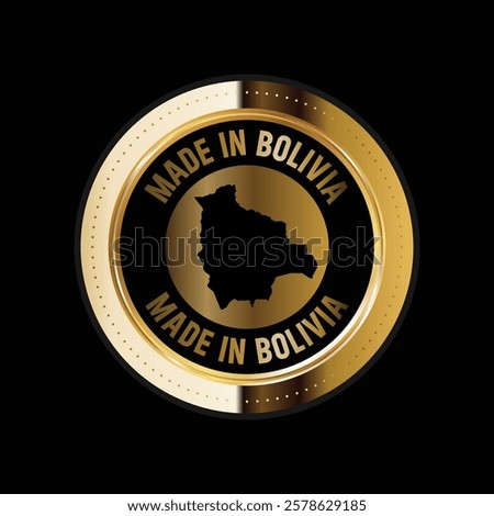 Map of Bolivia. Vector illustration. Logo, Icon, and Symbol. Bolivia map gold seal. 