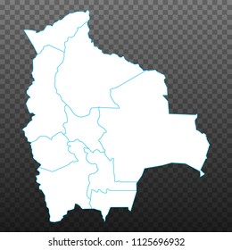 Map of Bolivia. Vector illustration on transparent background. Items are placed on separate layers and editable. Vector illustration eps 10.