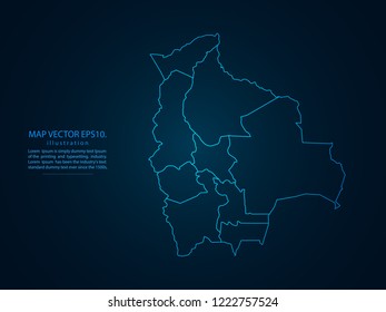 Map of bolivia,Abstract mash line and point scales on dark background for your web site design map logo, app, ui,Travel. Vector illustration eps 10.