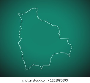 Map of Bolivia,Green map on dark background. Vector illustration eps 10.