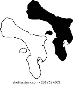 Map of Bonaire Silhouette Flat and Outline Design