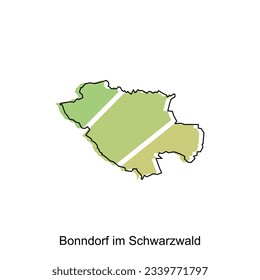 Map of Bonndorf Im Schwarzwald design illustration, vector symbol, sign, outline, World Map International vector template on white background