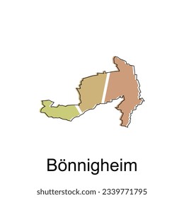 map of Bonnigheim vector design template, national borders and important cities illustration
