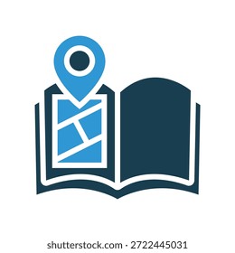 ícones de livro de mapa contorno e estilo plano, fundo transparente