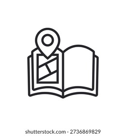 map book icons outline and Flat Style,transparent background