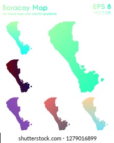 Map of Boracay with beautiful gradients. Amusing set of Boracay maps. Valuable vector illustration.