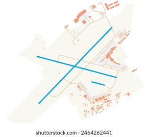 Map of Bordeaux-Merignac Airport (France). IATA-code: BOD. Airport diagram with runways, taxiways, apron, parking areas and buildings. Map Data from OpenStreetMap.