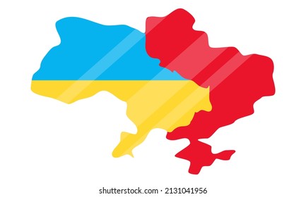 Map of the border of Ukraine during the troop advance of the Russian Federation. Ukrainian Russian war. Vector cartoon isolated illustration.