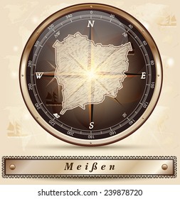 Map of meiÃ?Â??en with borders in bronze