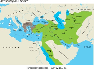 Map of the borders of the Great Seljuk state