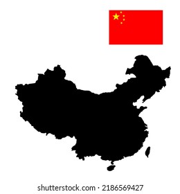 Map, Borders, Mainland, Land Of China. And National Flag Vector Illustration