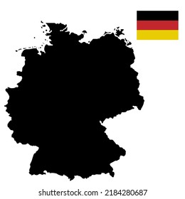 Map, borders, mainland, land of Germany. And national flag vector illustration