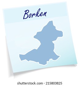 Map of Borken as sticky note in blue