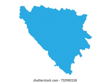 Map of bosnia Herzegovina Cantons. High detailed vector map -  bosnia Herzegovina Cantons.