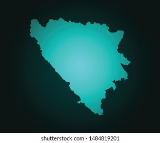 Map of Bosnia and Herzegovina green vector isolated on dark background. High detailed green vector map, Bosnia and Herzegovina symbol for your web site design map - Vector illustration eps 10. 