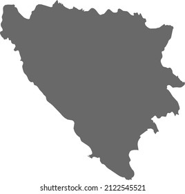 Map of Bosnia and Herzegovina. High res (300dpi). Highly detailed border representation. Web mercator projection. Scalable vector graphic. Web and print. Border and fill colors can be changed (eps).